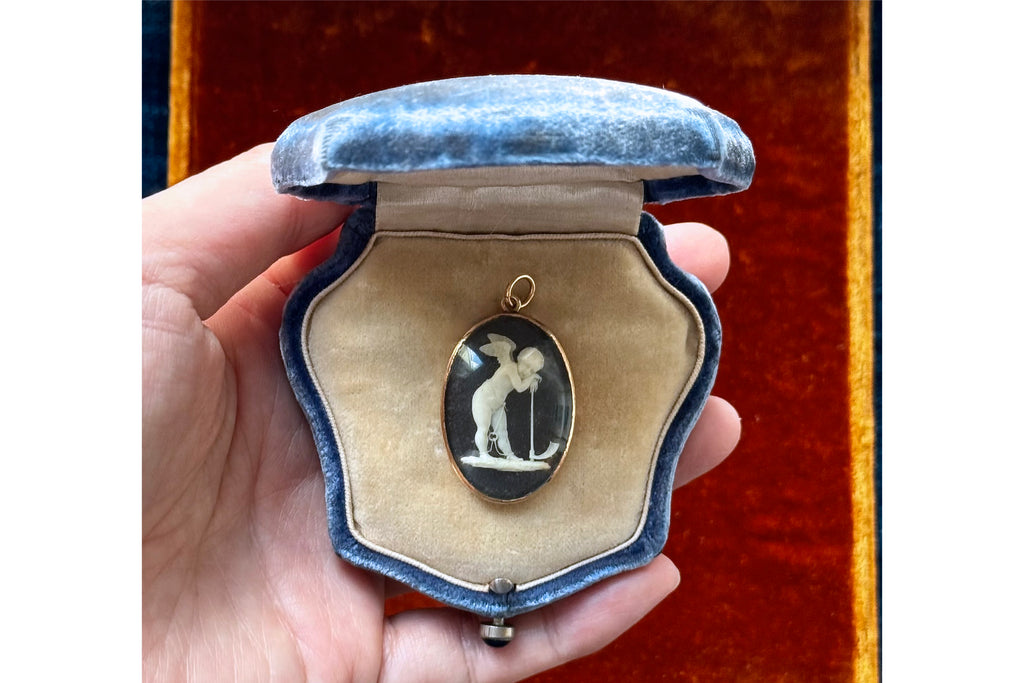 French Micro-Carved Cherub Pendant