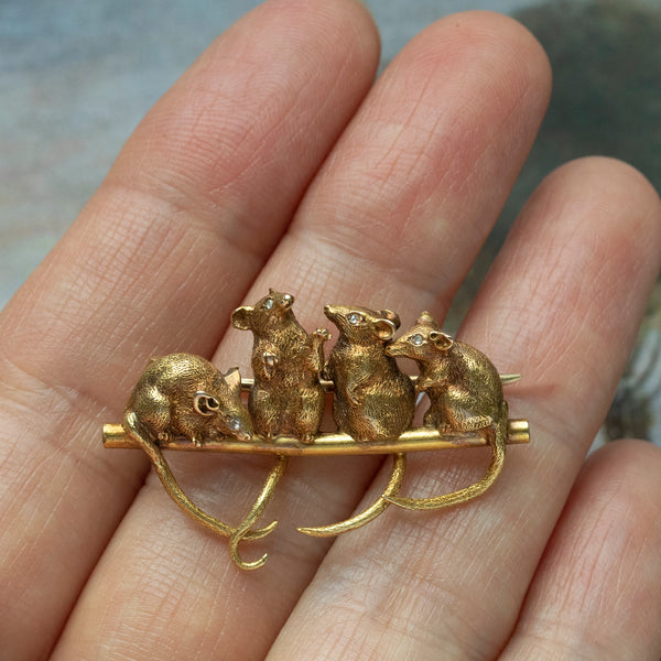 Rare Victorian Mouse Brooch