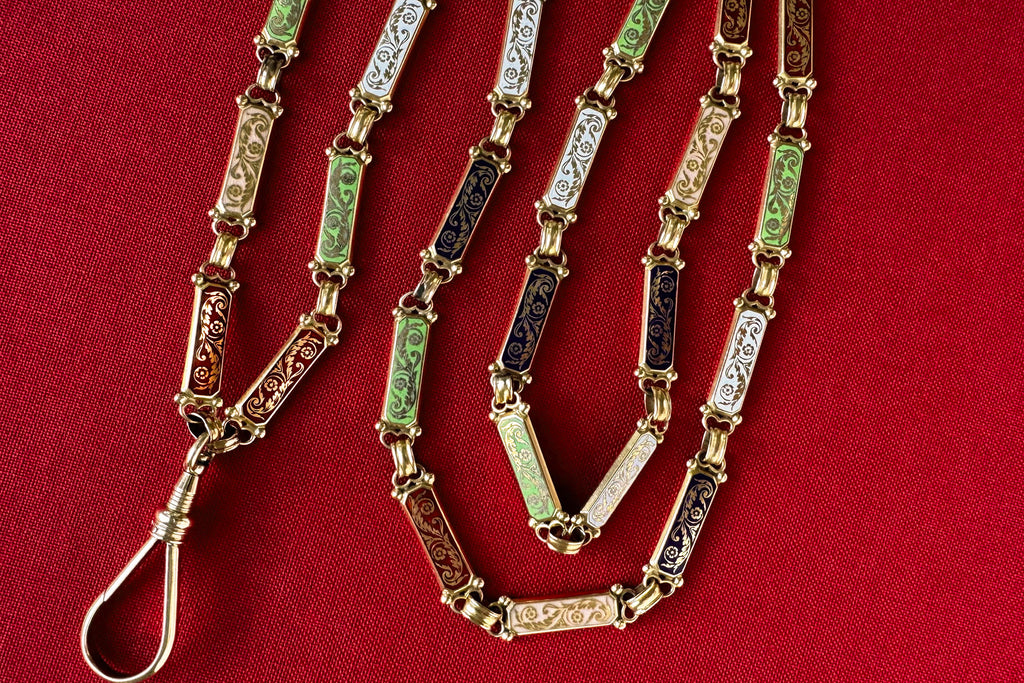19th Century Multicolor Swiss Enamel Chain