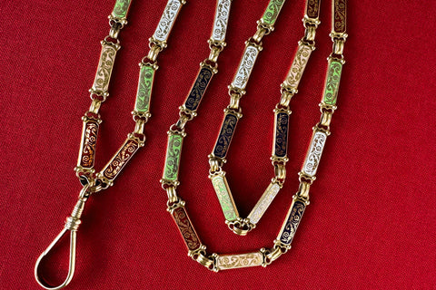 19th Century Multicolor Swiss Enamel Chain