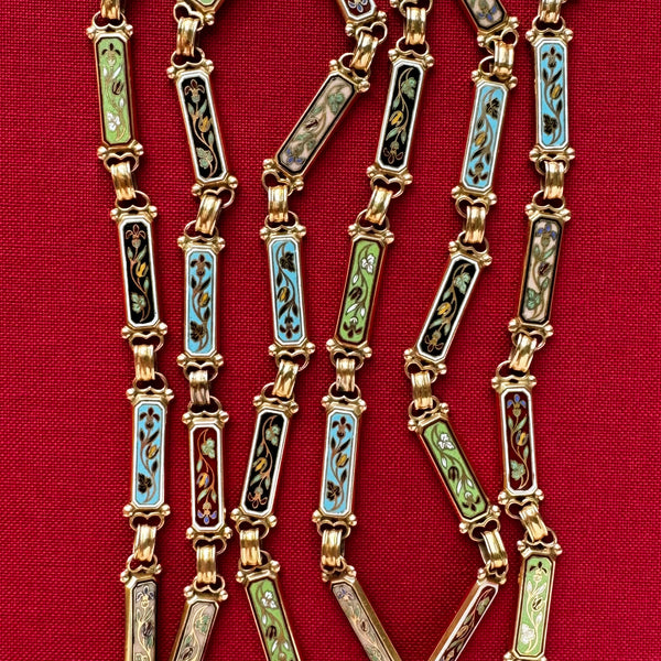 19th Century Multicolor Swiss Enamel Chain