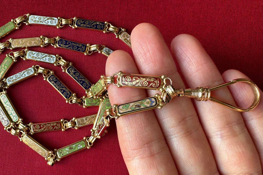 19th Century Multicolor Swiss Enamel Chain