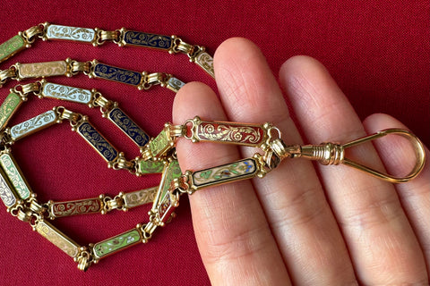 19th Century Multicolor Swiss Enamel Chain