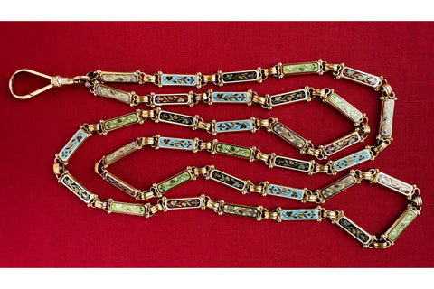 19th Century Multicolor Swiss Enamel Chain