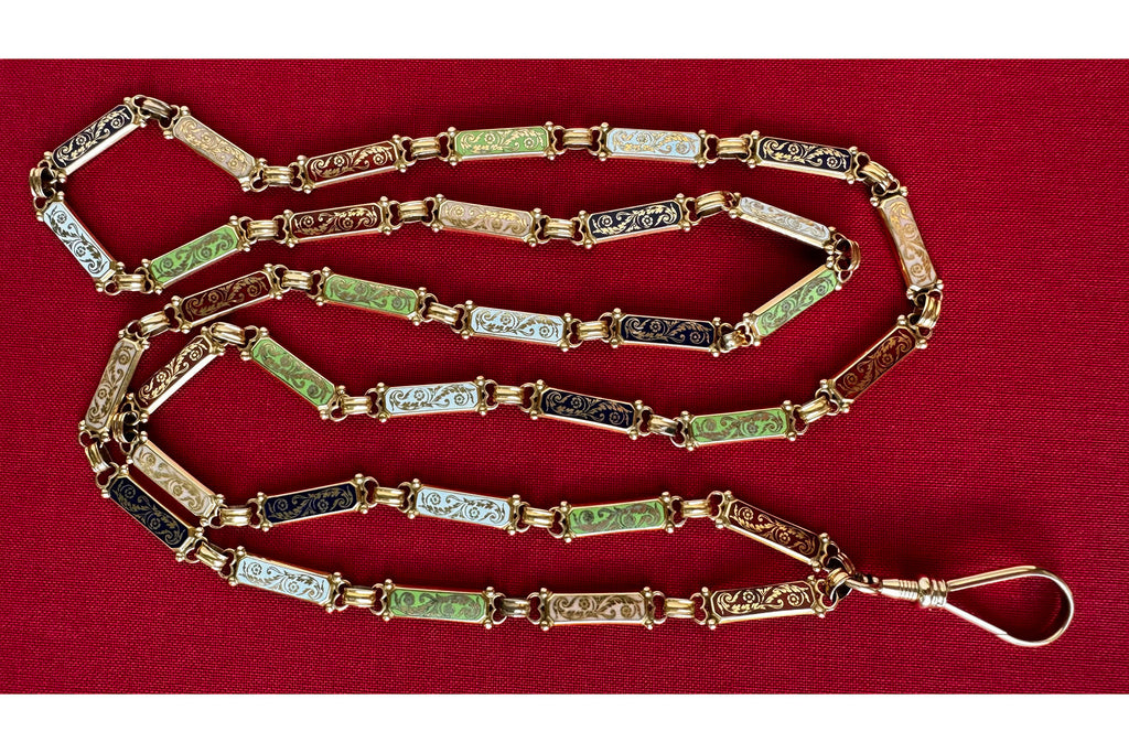 19th Century Multicolor Swiss Enamel Chain