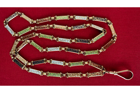 19th Century Multicolor Swiss Enamel Chain