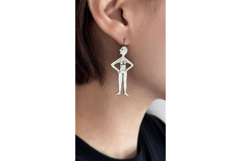 Vintage Sterling Silver 'Him + Her' Earrings