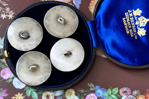 Set of Four Georgian Opaline & Black Dot Paste Buttons