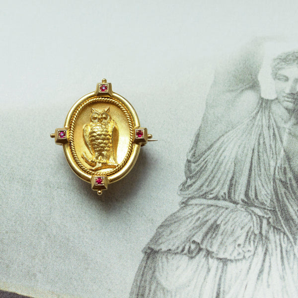 Early 20th Century 18k Gold Owl Brooch