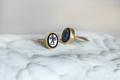 Pair of 19th Century Eros Cherub Intaglio Rings 