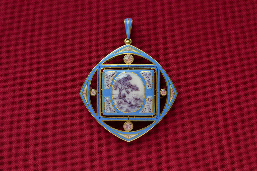 Early 20th-Century French Enamel Pendant