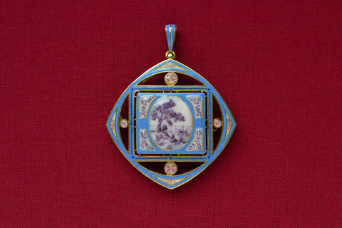 Early 20th-Century French Enamel Pendant