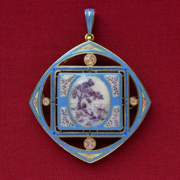 Early 20th-Century French Enamel Pendant