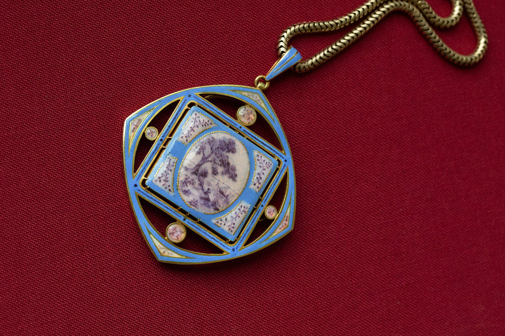 Early 20th-Century French Enamel Pendant