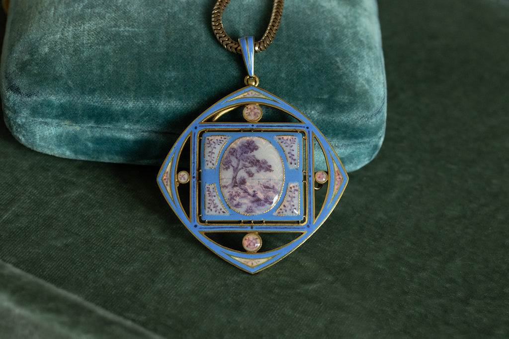 Early 20th-Century French Enamel Pendant