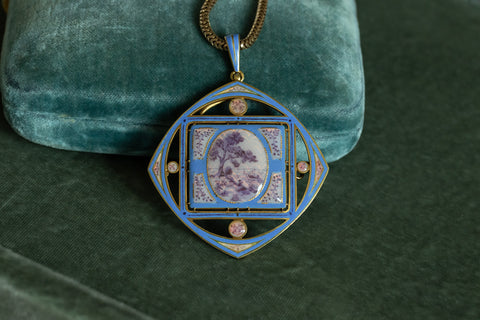 Early 20th-Century French Enamel Pendant