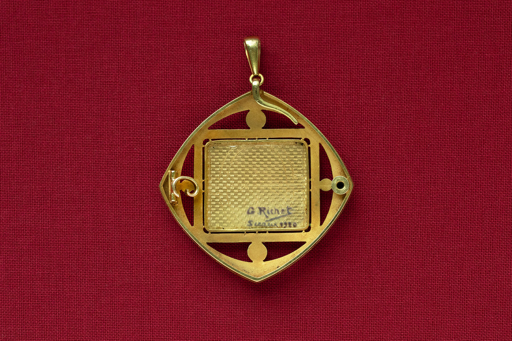 Early 20th-Century French Enamel Pendant