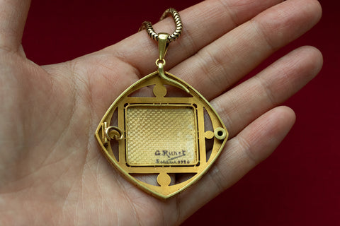 Early 20th-Century French Enamel Pendant