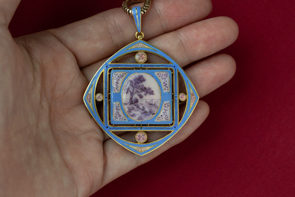 Early 20th-Century French Enamel Pendant