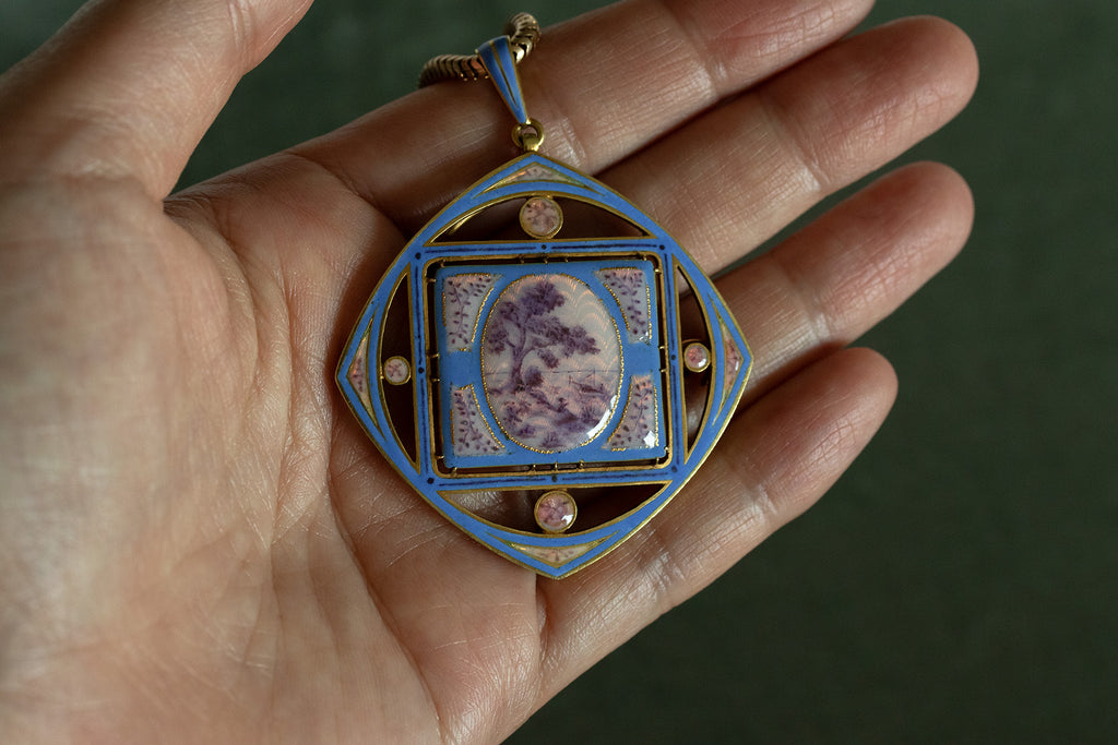 Early 20th-Century French Enamel Pendant