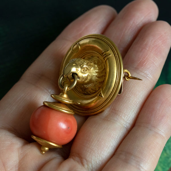 Gold and Coral Eagle Brooch by Ernesto Pierret