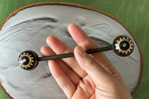 Victorian Piqué Hair Stick with Large Orbs