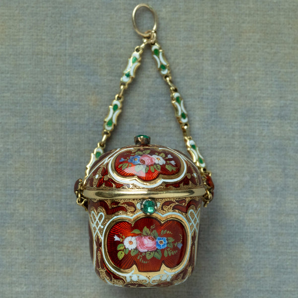 Early 19th Century Enamel and Gold Vinaigrette Pendant