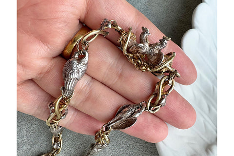 Rare French Bird Motif Watch Chain