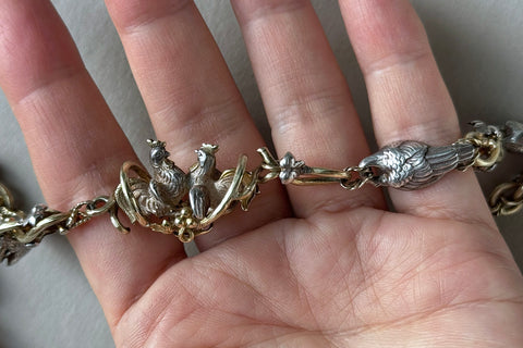 Rare French Bird Motif Watch Chain
