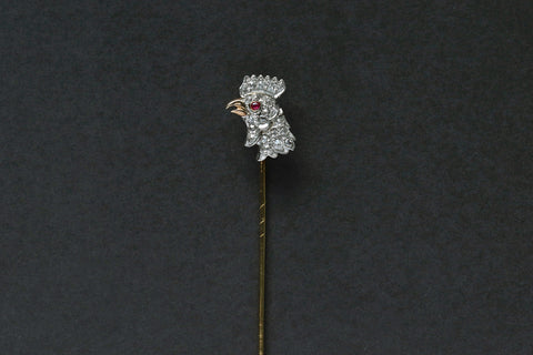 Edwardian Diamond Rooster Stick Pin