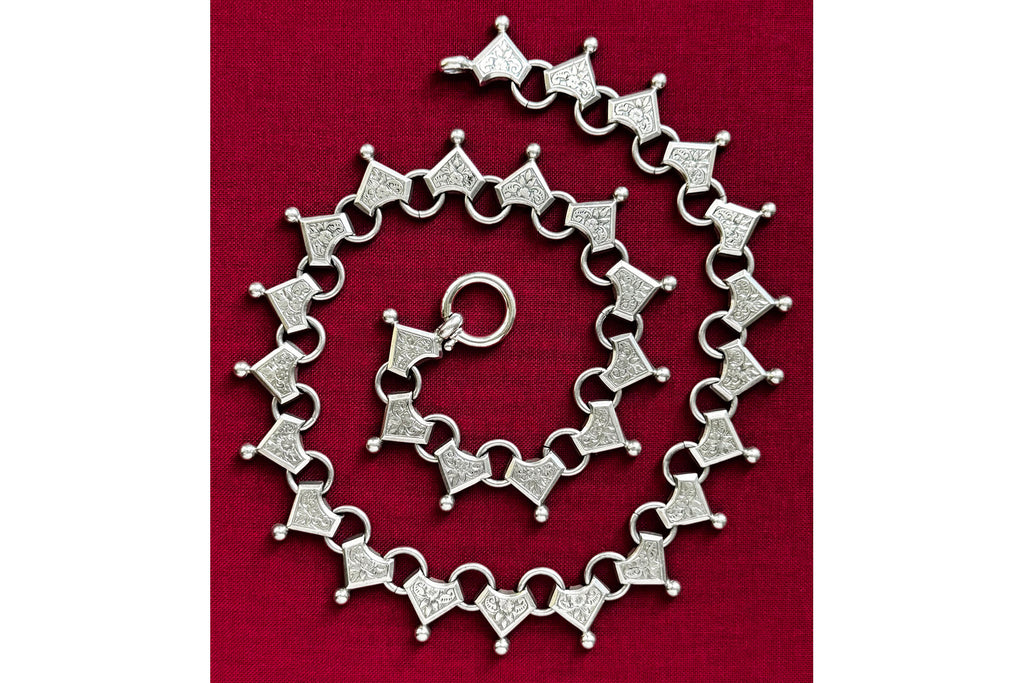 C. 1879. Victorian Sterling Silver Collar Necklace