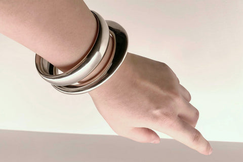 Vintage Sterling Silver Bangle Set: Hans Hansen 1967 & 1970s Mexican Modernist