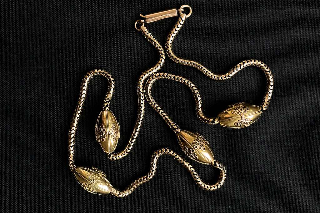 Victorian Snake Chain with Etruscan Revival Beads