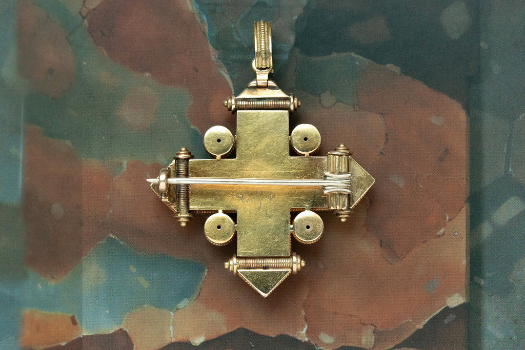 Victorian Banded Agate Archaeological Revival Pendant-Brooch