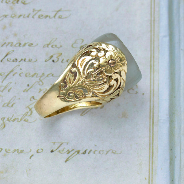 19th Century Gold & Chalcedony Intaglio Ring