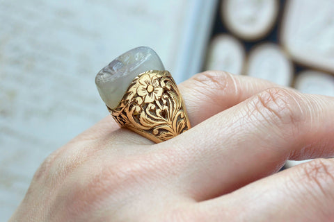 19th Century Gold & Chalcedony Intaglio Ring