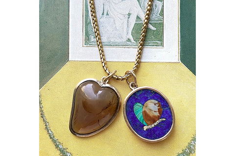 Antique PIetra Dura Butterfly and Witch's Heart