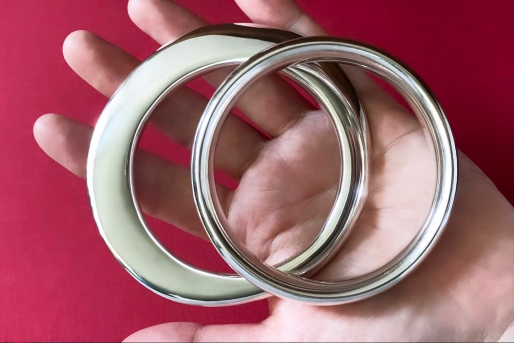 Vintage Sterling Silver Bangle Set: Hans Hansen 1967 & 1970s Mexican Modernist