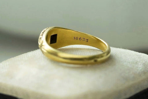 1920s French Diamond Ring with Deep Engravings