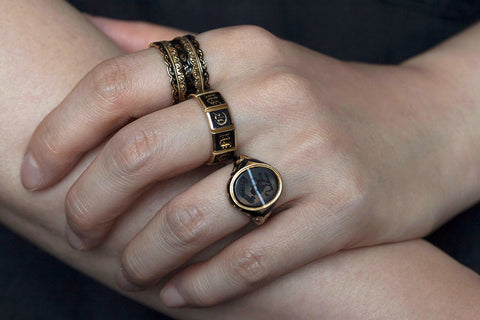 'In Memory Of' Black Enamel Ring with Original Box