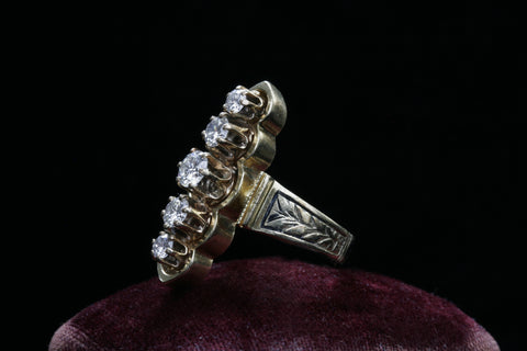 Diamond and Enameled Navette Ring