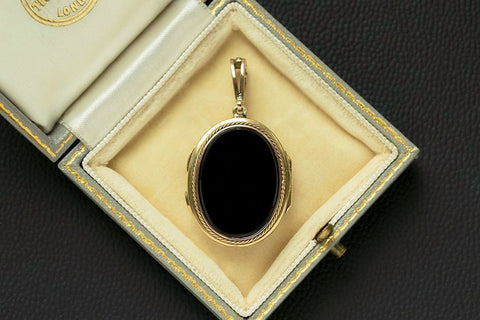 Antique French Onyx Diamond 'AC' Locket