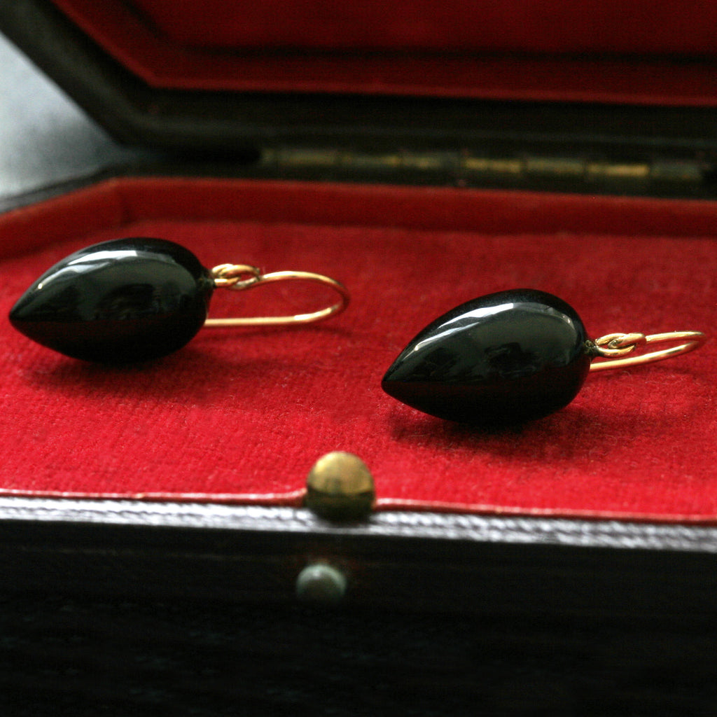 Victorian Black Coral Drop Earrings