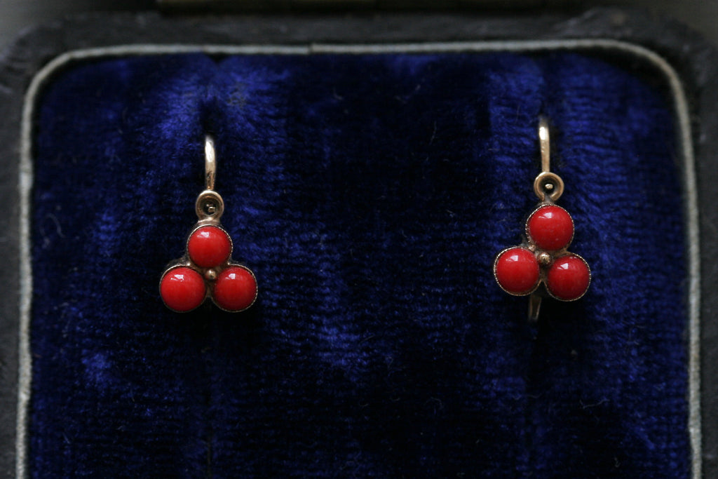 Antique German Faux Coral Earrings