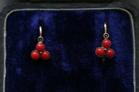 Antique German Faux Coral Earrings
