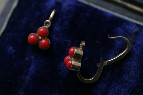 Antique German Faux Coral Earrings