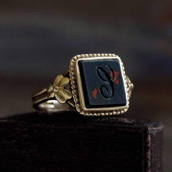 Victorian Bloodstone 'C' Signet Ring