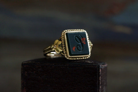 Victorian Bloodstone 'C' Signet Ring