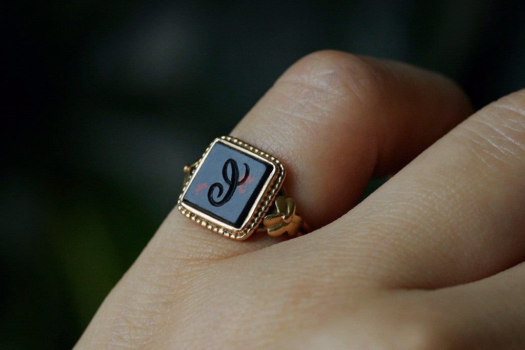 Victorian Bloodstone 'C' Signet Ring