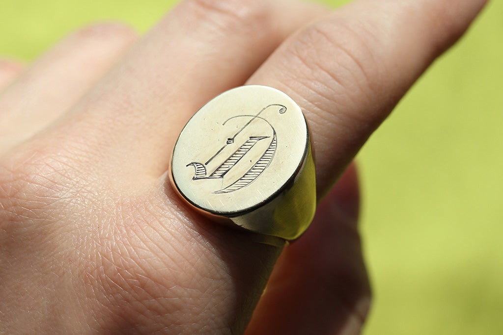Large Round Signet Ring | 9k Yellow Gold & Silver - Wilson Grant